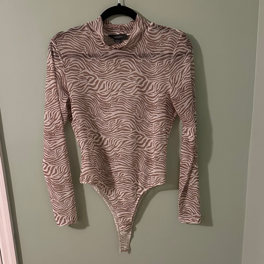 Primark Cream and Brown Zebra Patterned Bodysuit